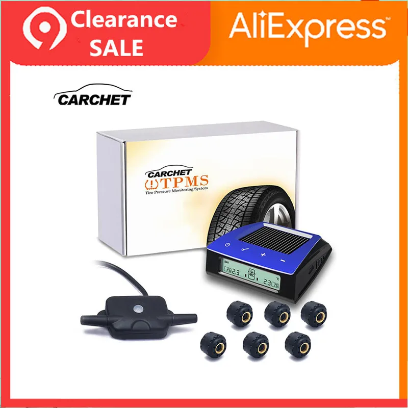 CARCHET беспроводной RV солнечная система контроля давления в шинах TPMS+ 6 внешних датчиков автомобильный Грузовик RV Trailar TPMS 6 датчиков ЖК-дисплей