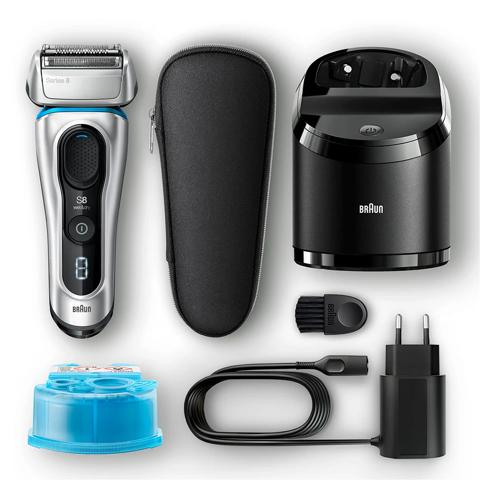 Электробритва Braun Series 8 8390cc со станцией Clean&Charge и тканевым футляром 8390