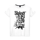 Женская футболка хлопок Slipknot black and white