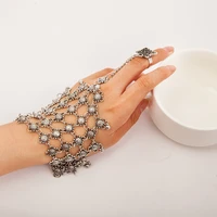 1 pc bohemian vintage hand finger multilayer ring bracelets for women fashion jewelry retro silver plated gypsy tassel bracelet