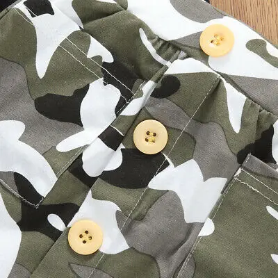 Хлопковая футболка с коротким рукавом и камуфляжная юбка для мальчиков девочек |