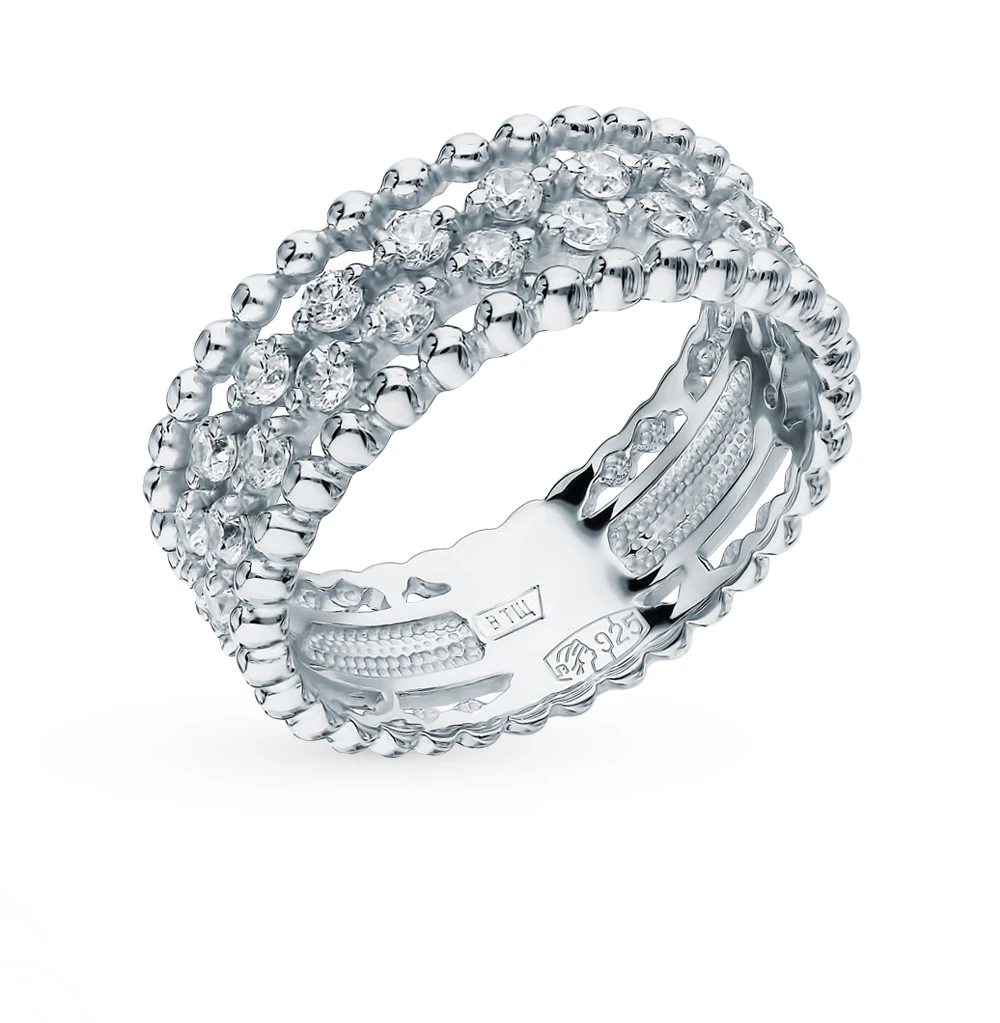 Серебряное кольцо с фианитами SUNLIGHT проба 925|Кольца| |
