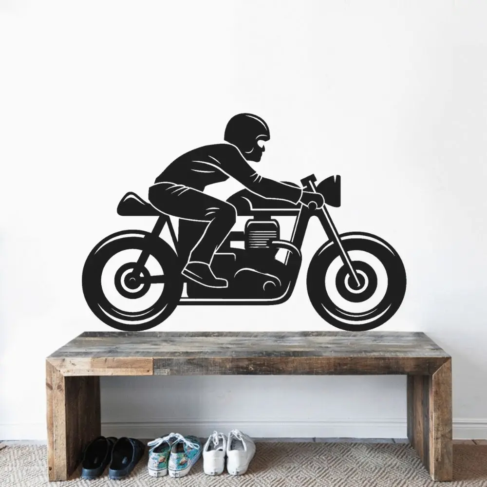 Man Riding Motorcycle Silhouette Sticker Decal Art Home Bedroom Vinyl Removable Decoration A001377 | Дом и сад