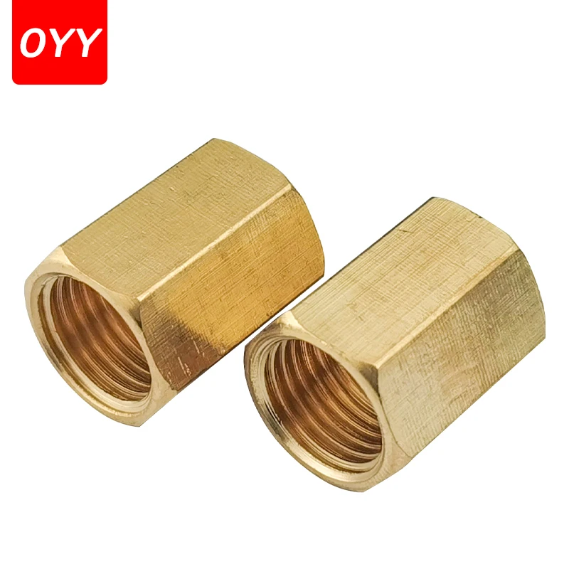 1PCS Brass Pipe Fitting Copper Hose Hex Coupling Coupler Fast Connetor Female Thread 1/8" 1/4" 3/8" 1/2" 3/4" For Water Fuel Gas