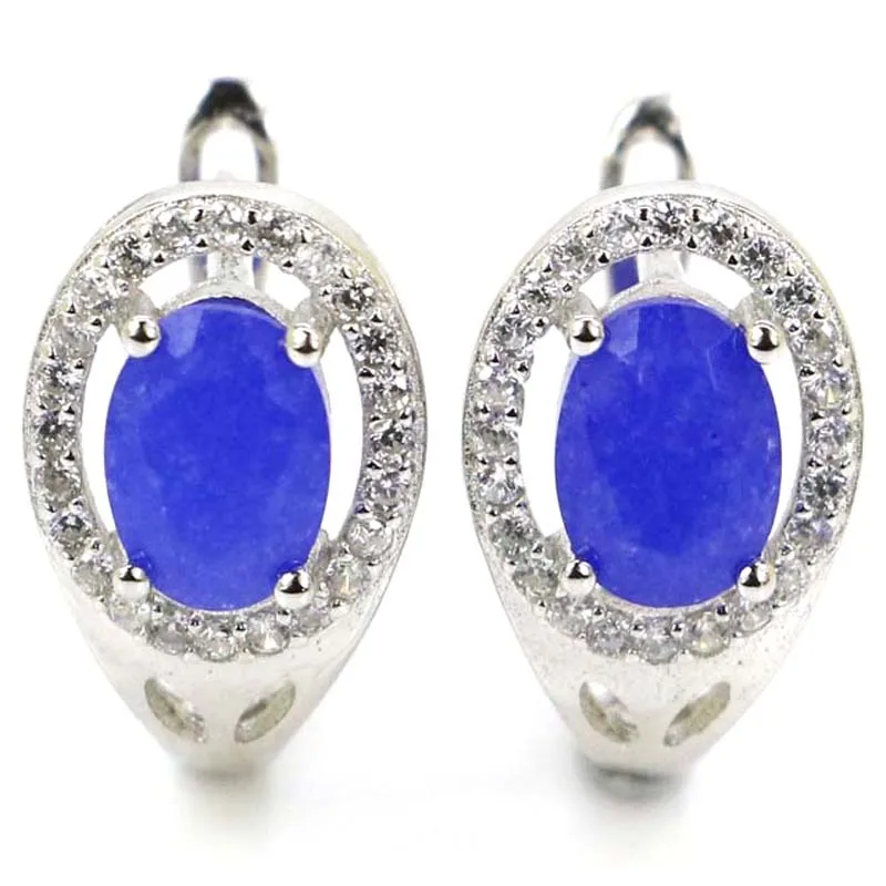 Женские серьги-гвоздики из серебра 3 1 пробы с синим сапфиром и розовым турмалином