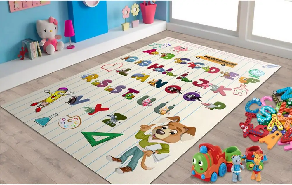 

Alphabet Patterned Carpet ,Non Slip Floor Carpet,Teen's Carpet,Turkish Rug