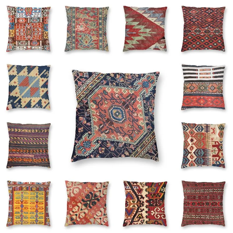 

Декоративная подушка в стиле бохо, килим, ацтекстиль, цветочный рисунок навахо, домашний декор, богемный персидский ковер, Современная наво...