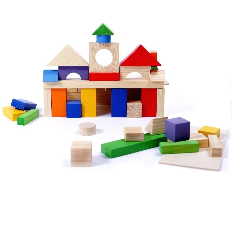 Деревянный конструктор 51 деталь окрашенный в пакете | Игрушки и хобби