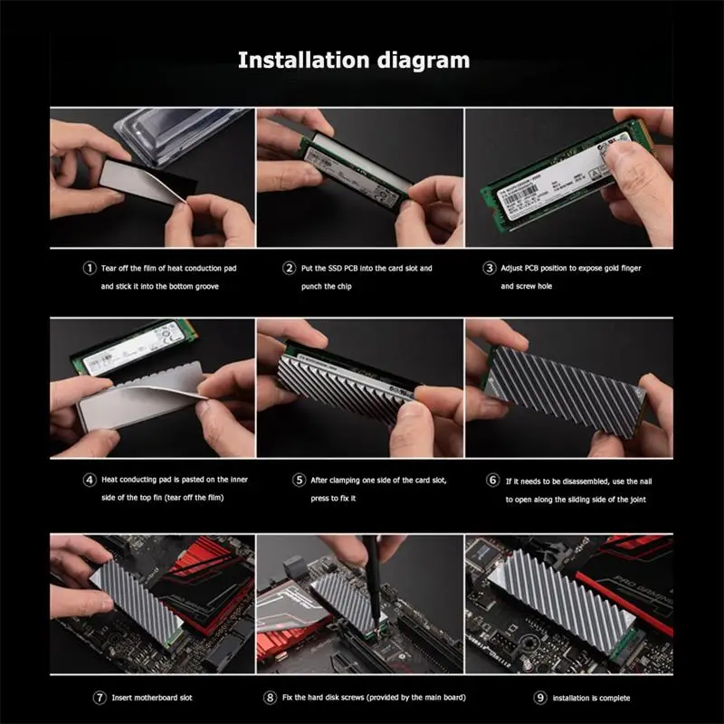 Радиатор M2 ngff 2280 SSD NVMe радиатор M.2 алюминиевый для жесткого диска с термопанелью |