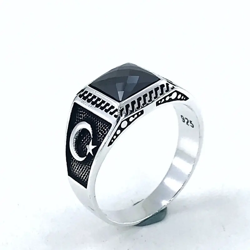 

The moon the stars Simple Polite Silver Men 'S Ring