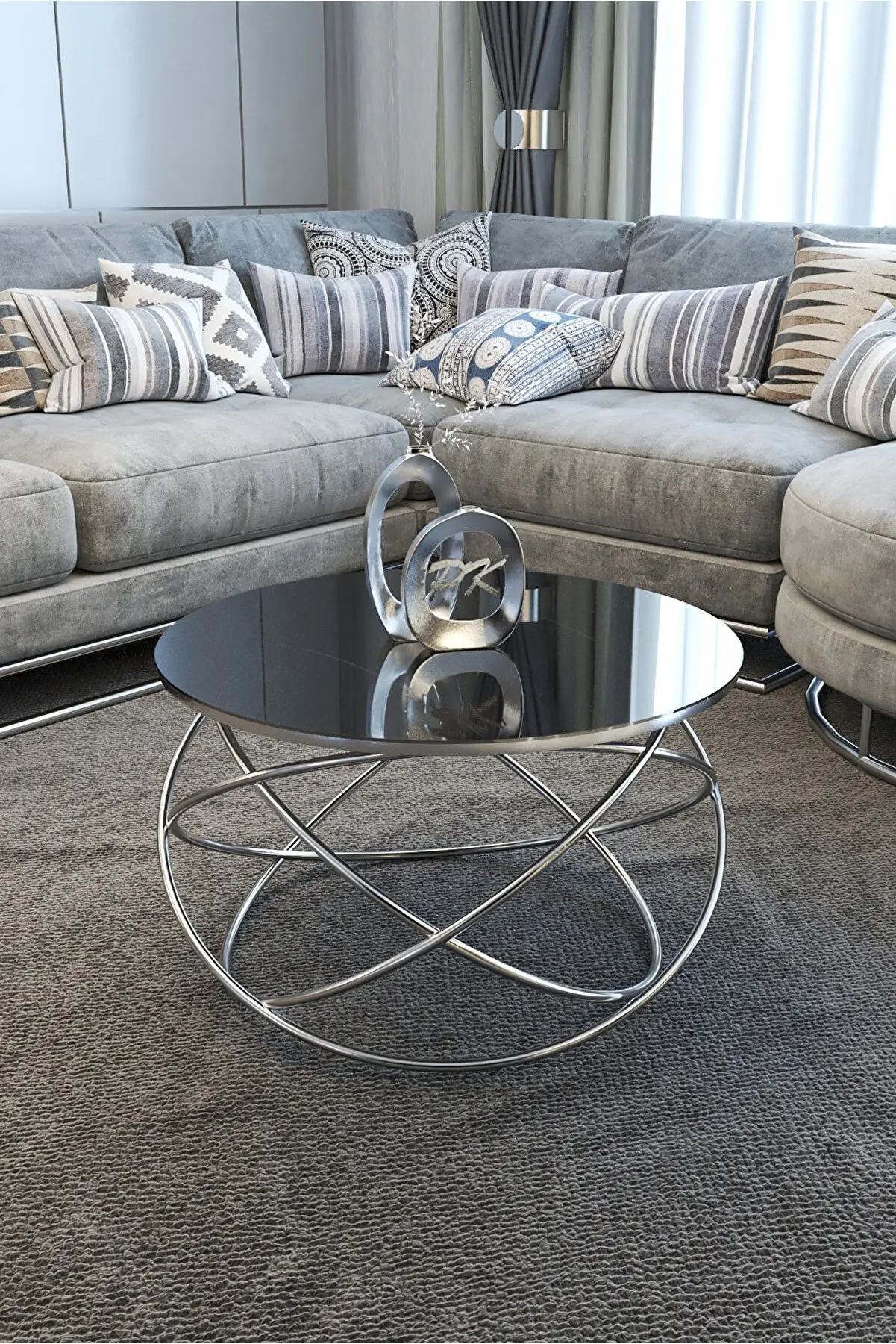

Planet Coffee Table Silver Leg Smoked Mirror Coffee Table Modern
