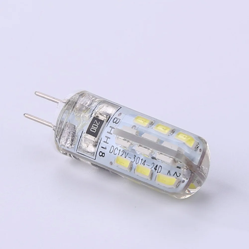 2W SMD3014 G4 светодиодный светильник AC/DC 12 В/24 в пост SMD3014 110LM Белый светодиодный заменить силиконовая Кукуруза лампы галогенные лампы светильник