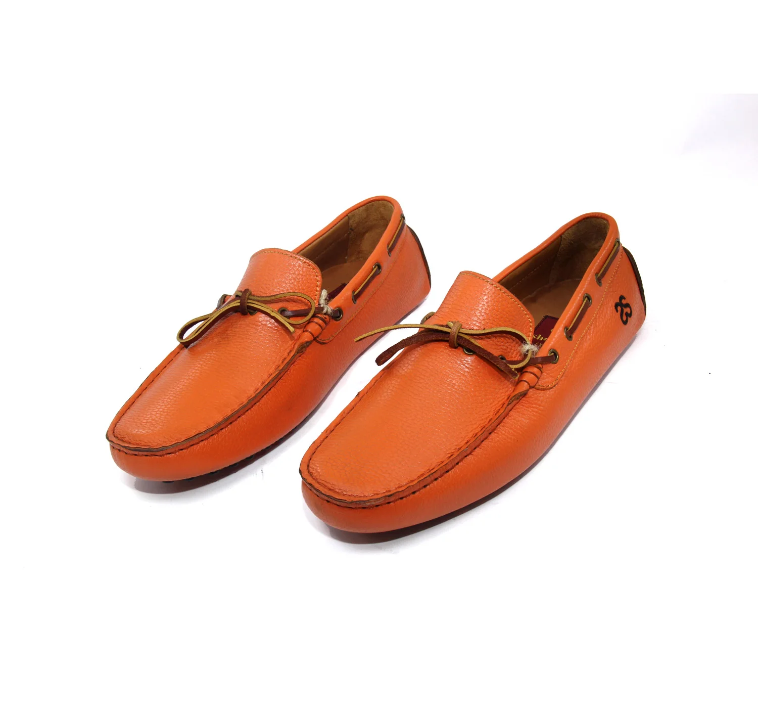 

Orange Handmade Moccasins, Real Calf Leather, Bold Fashion Statement, Party Stuff, Men's Flexible Comfort Slip On Shoes