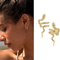 fashion gold color ear cuff earrings for women snake earcuff clip on earring no pierced jewelry punk wedding party jewelry