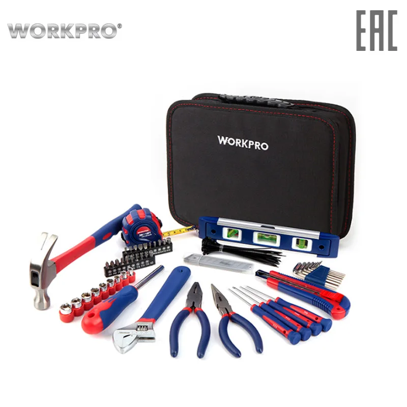 Набор инструментов WORKPRO W009021AE 100 предметов в чемодане на молнии для дома