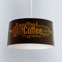 Else Brown Orange Coffee Writen Pot Printed Fabric Kitchen Chandelier Lamp Drum Lampshade Floor Ceiling Pendant Light Shade