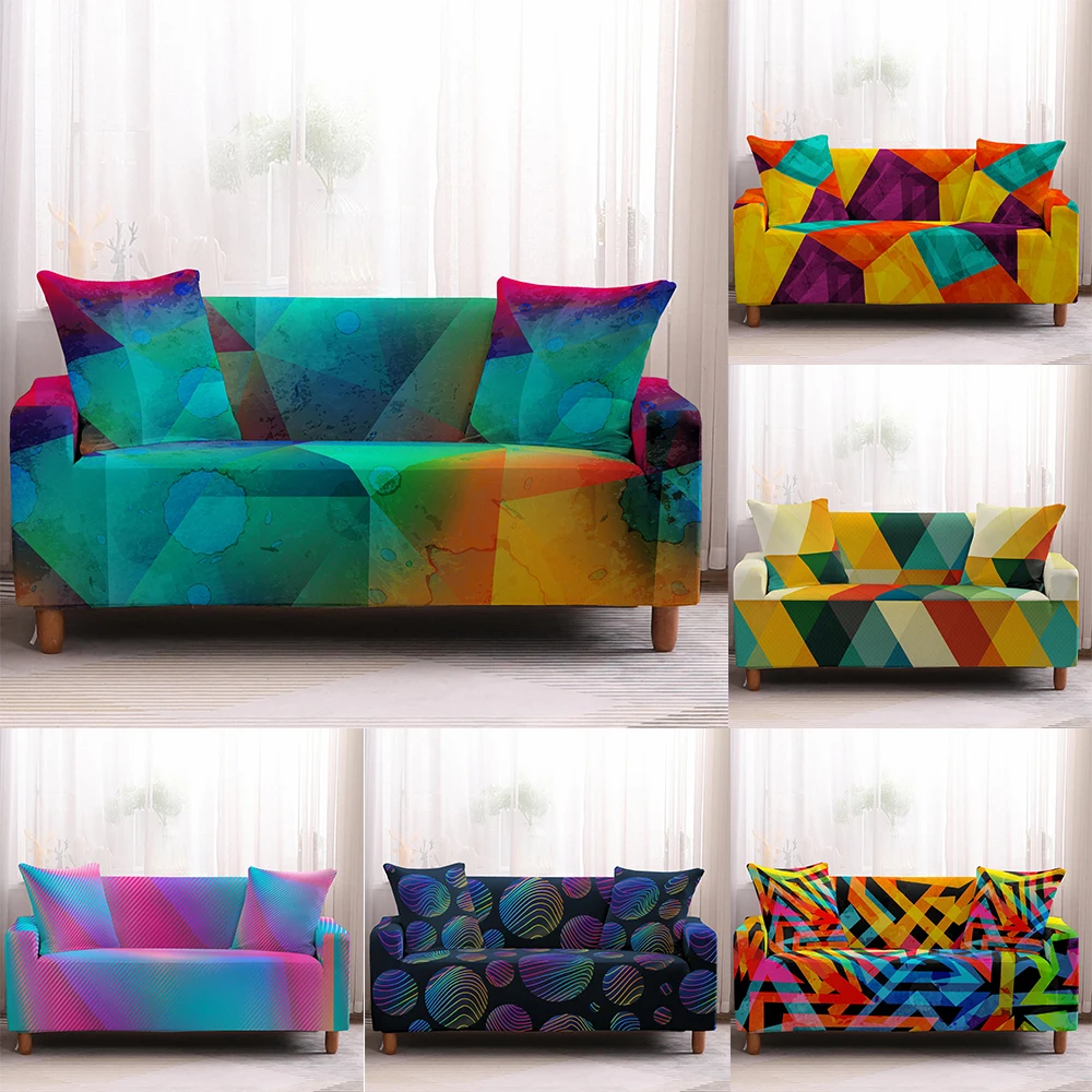 Разноцветные геометрические эластичные Чехлы для дивана в гостиную чехол из