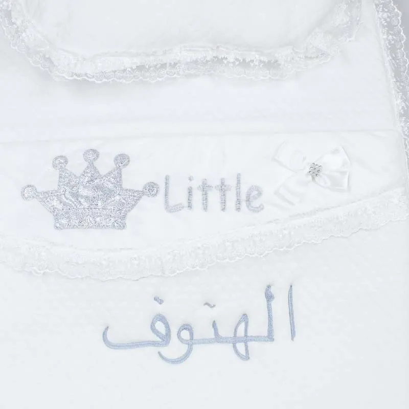 Newborn For Baby Name Embroidery Customizable Swaddle Girls Boys Babies Blankets Bedding Cotton Comfortable King Crown Toddler images - 6