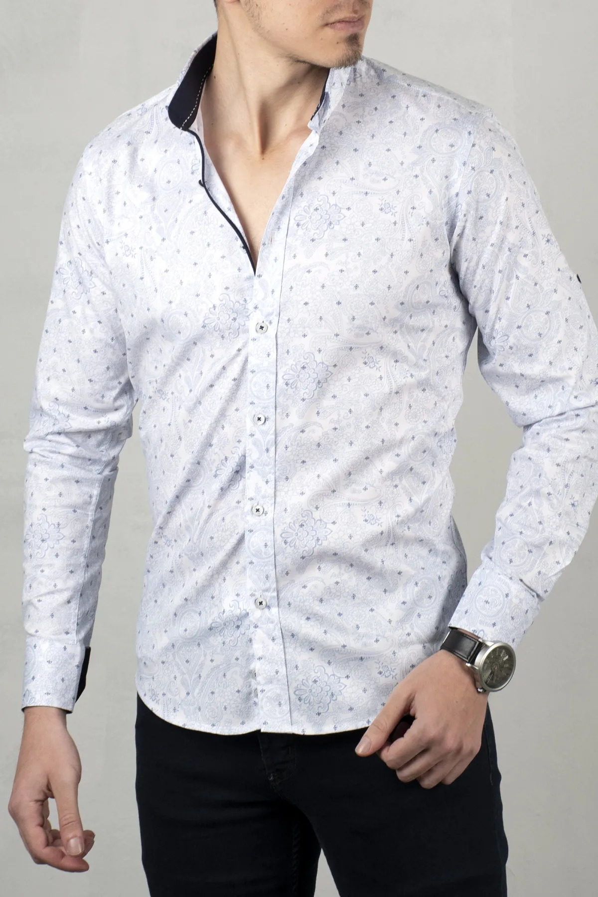 

Белая мужская рубашка DeepSEA, 100 хлопок, с узким узором, с длинным рукавом, весна, лето, Осень, Зима, повседневная, деловая, 2005019