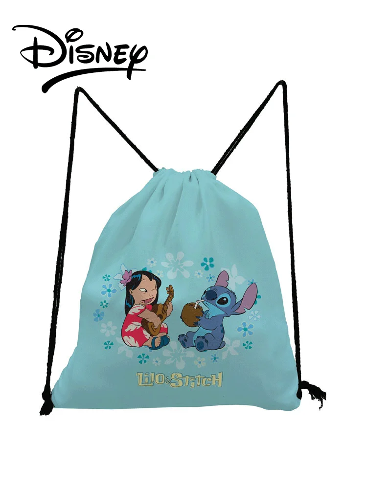 

Сумка на шнурке Disney, Детский Маленький ранец с мультяшным рисунком Лило, Экологически чистая многоразовая дорожная сумка для хранения, порт...
