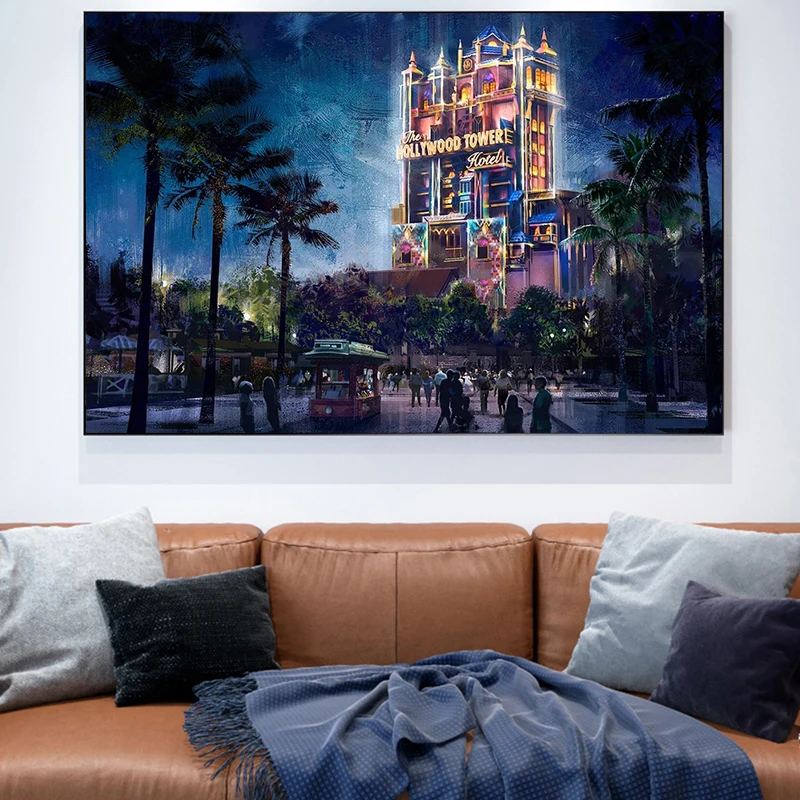 

Disneyland 50th Anniversary Hollywood Studios Tower of Terror Magical Celebration Posters And Prints Disney Art Canvas Painting