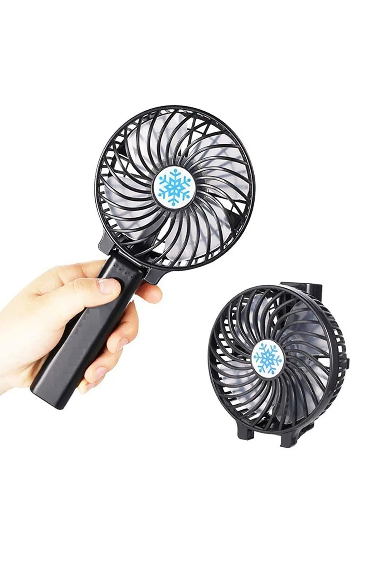 

3D Rechargeable Black Mini Fan Table Top Fan Usb Cooler Silent Hand Fan