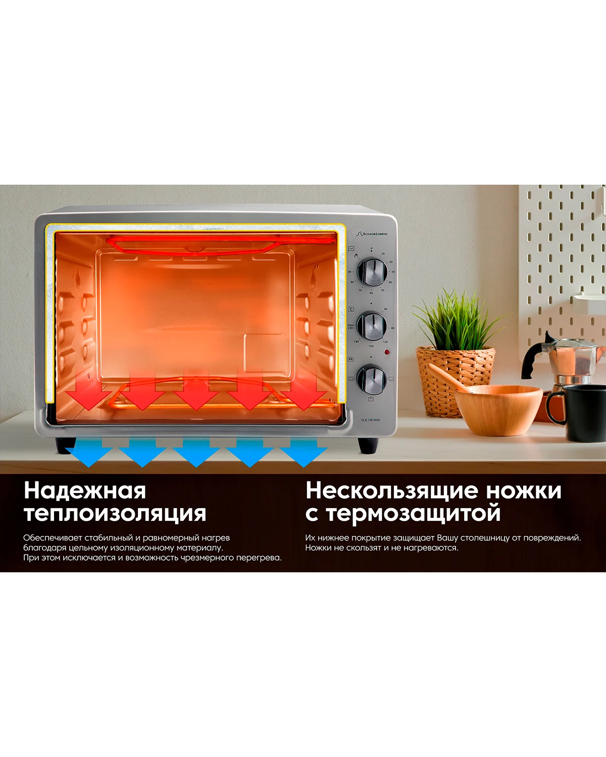 Мини духовка Schaub Lorenz SLE OE3400 Мультипекарь печь электрическая для дома кухни |