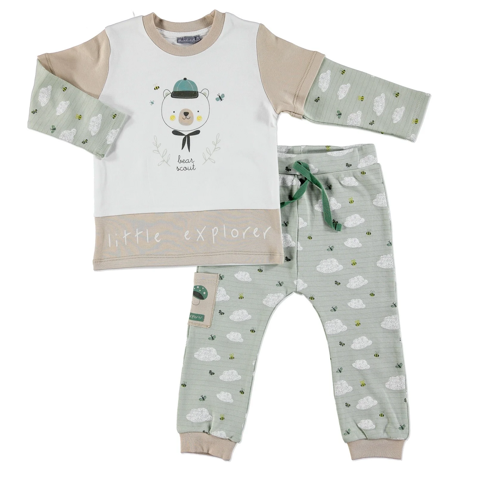 Ebebek Bambaki Scout Bear/толстовка с брюками для маленьких мальчиков Комплект из 2