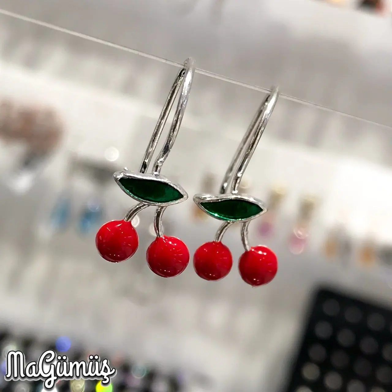 Эмалированная красная вишня фигурная детская Серебряная бирка | Украшения и