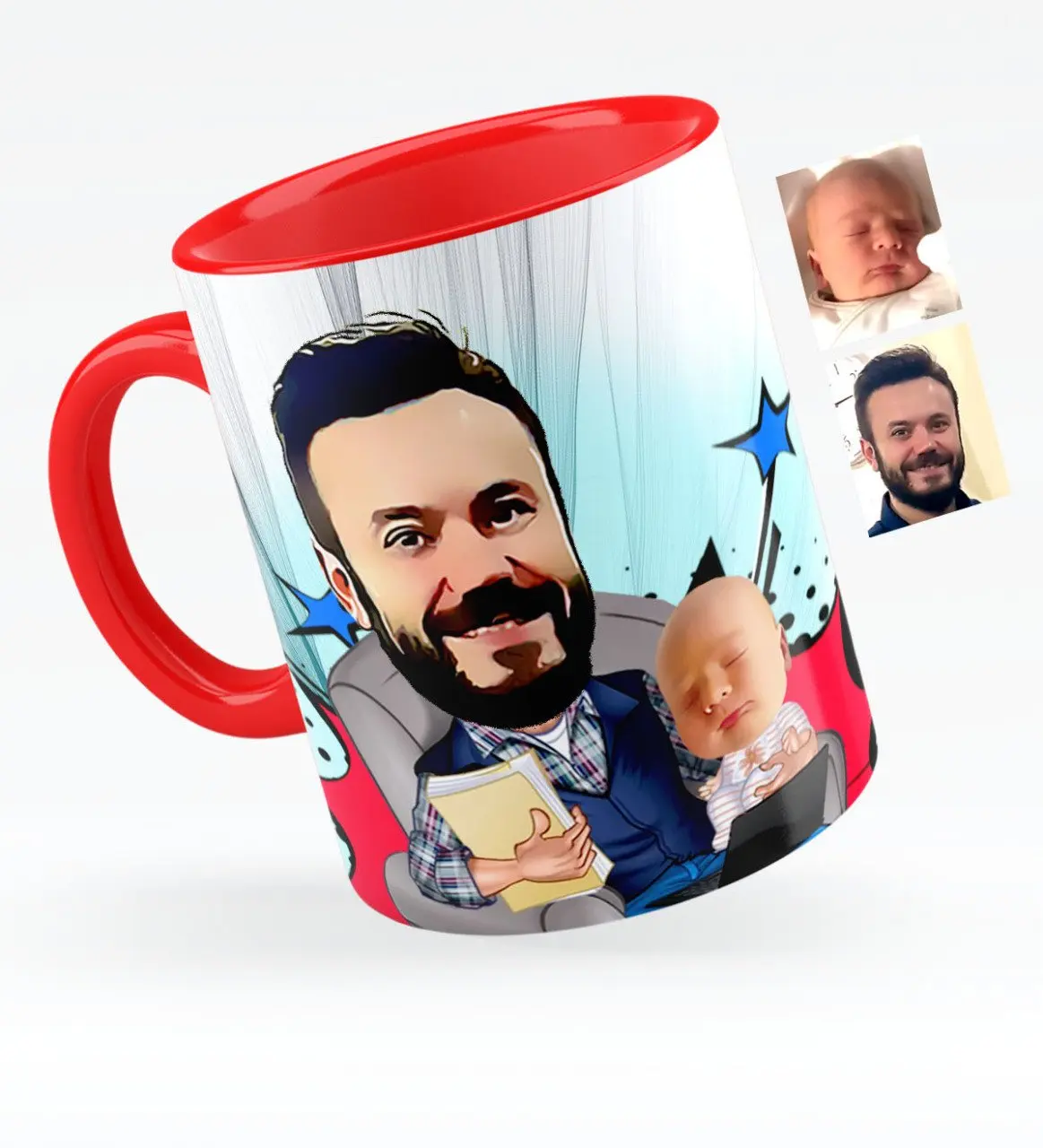 

Personalized Father Son Caricature Of Red Mug Cup-1
