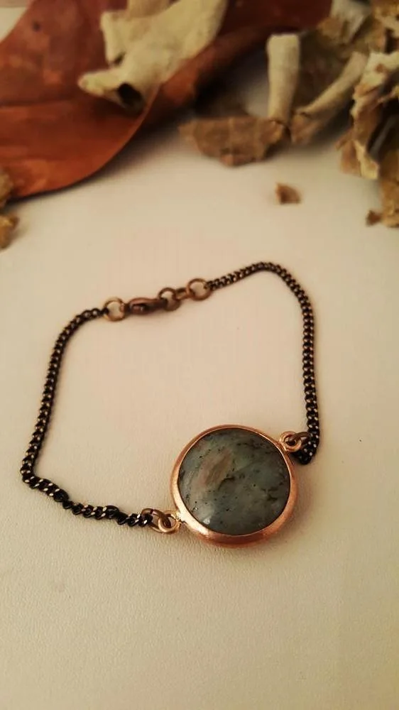 

Dr Stone Natural Stone Women labradorite Vintage Bronze Bracelet Z121AR 212169258