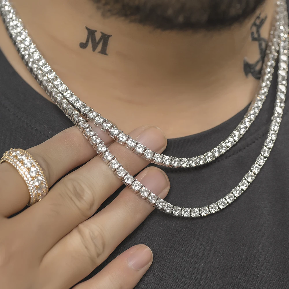 4 мм Iced Out AAA циркониевая цепочка для тенниса украшения папы | Украшения и