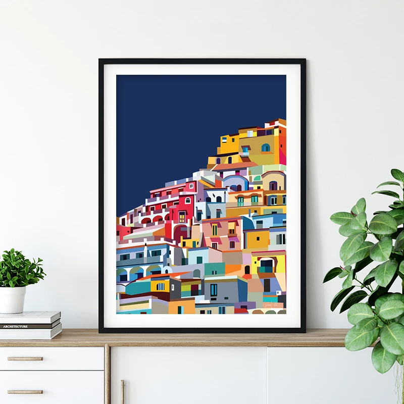 Positano итальянская печать на берегу Амальфи красочная настенная Картина холсте