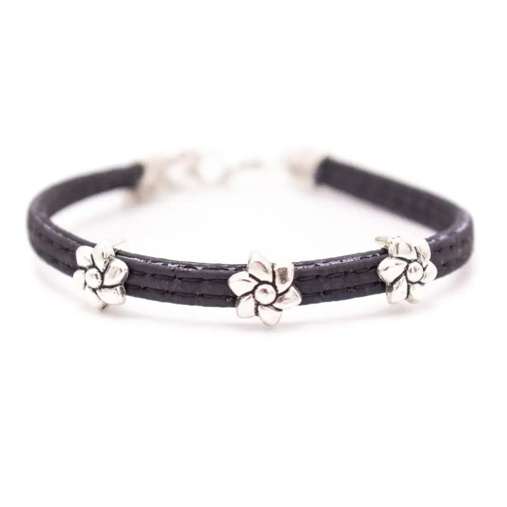 samll three flower cork bracelet women cute handmade jewelry Girlfriend Gift BR-432 | Украшения и аксессуары