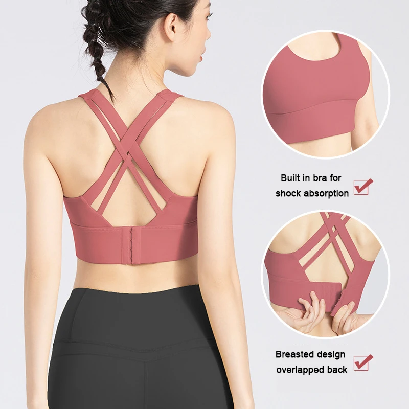 2XL Women Sports Bras Sexy Cross Beauty Back Yoga Underwear Gym Running Fitness Bras Vest Workout Sports Underwear Tops