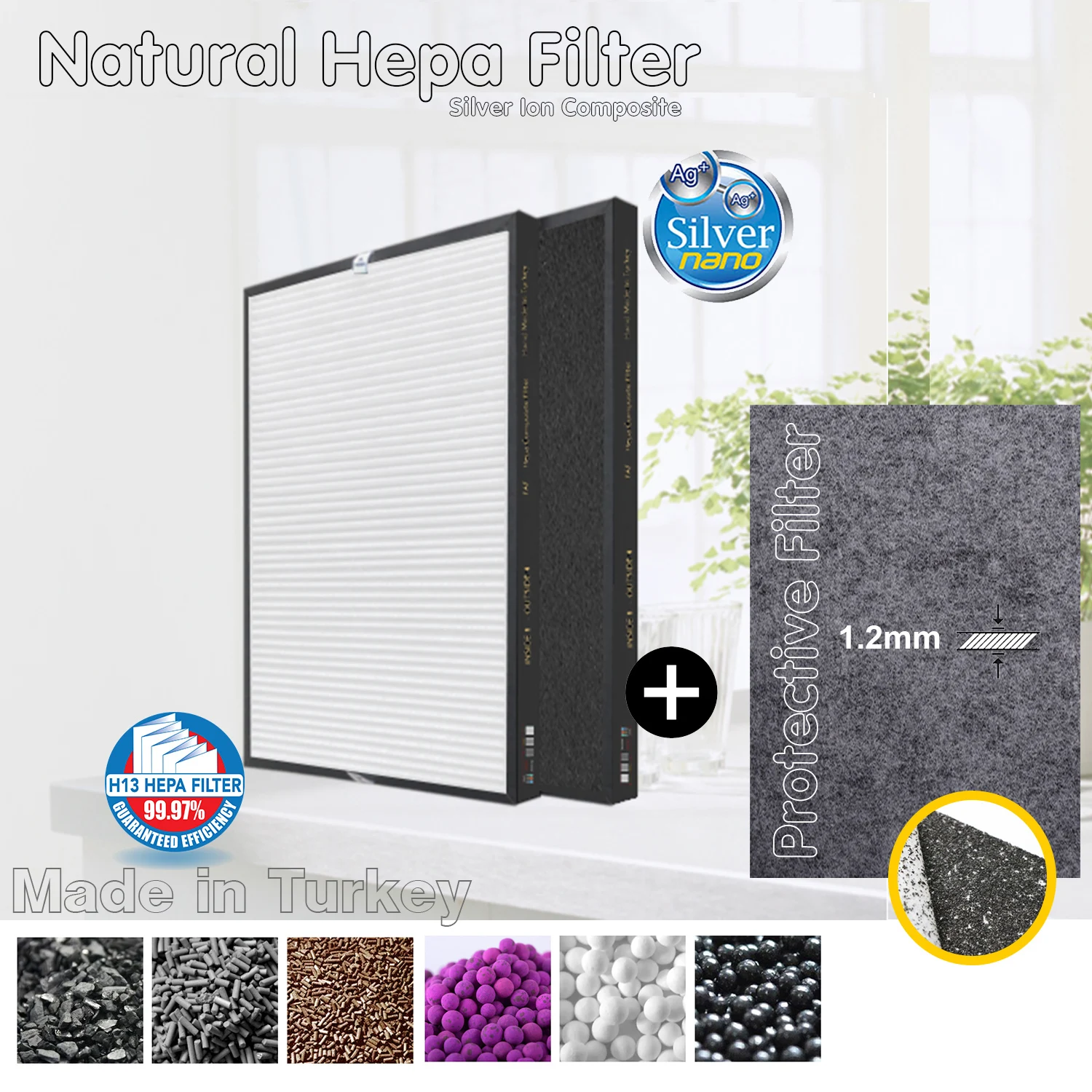 Многофункциональный фильтр HEPA+активированный уголь, размером 340*295*40мм, индивидуального производства, для очистки и защиты воздуха.