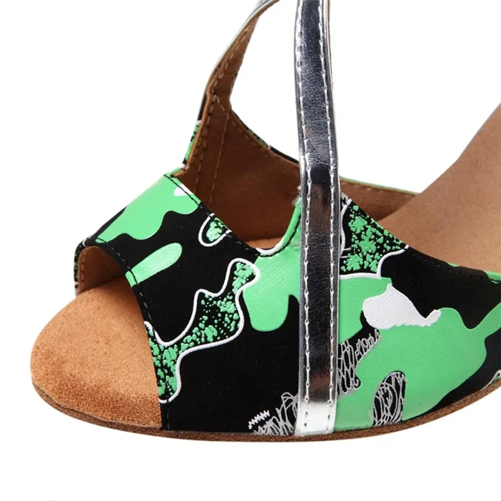 Green Party Dance Performance Stage Nightclub Tango Dance Shoes Black Tango Dancing Sandals Sports Dance Shoes Lady For 2022