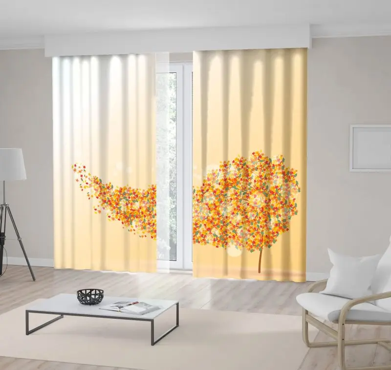 Обои для штор обои просмотра ветер порывы золотые листья от дерева креативный