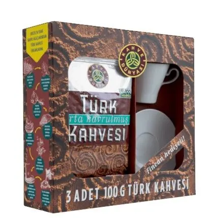 

Чашка для кофе по-турецки Set 100% оттоманка из зерен Арабики, традиционная мелкая пудра для кофе Dunyasi, среднее обжарка, 3x100 г, свободная сушка