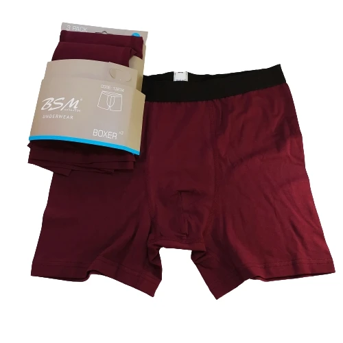 BSM Boxer 3 шт. трусы шорты бордовые темно-синие черные серые зеленые хлопок спандекс