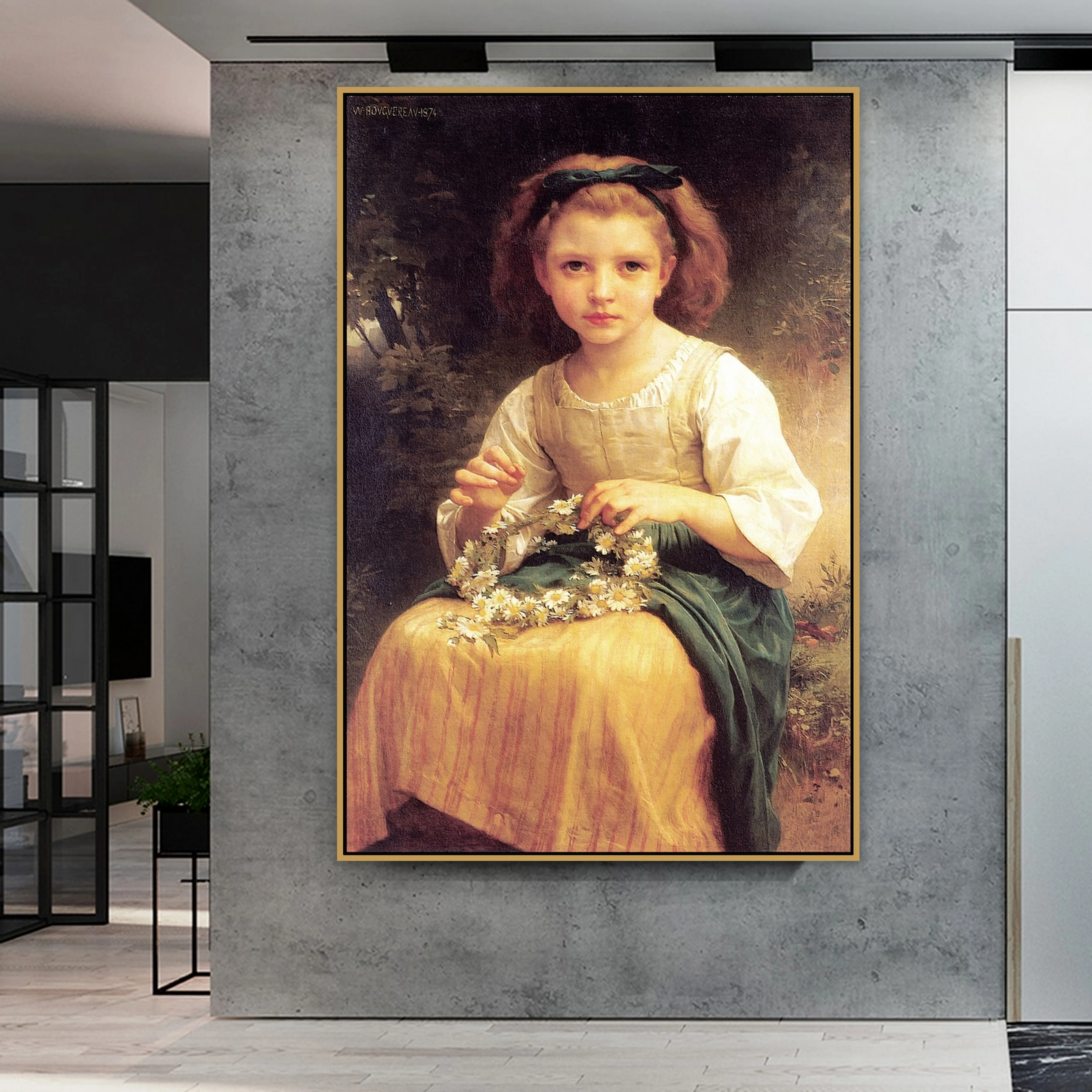 Вильям Адольф старый известный мастер художник ребенок плетение короны холст