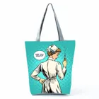 Эко-Шоппер с принтом медсестры, женская сумка из полиэстера, эстетическая повседневная женская сумка для путешествий, пляжная сумка через плечо