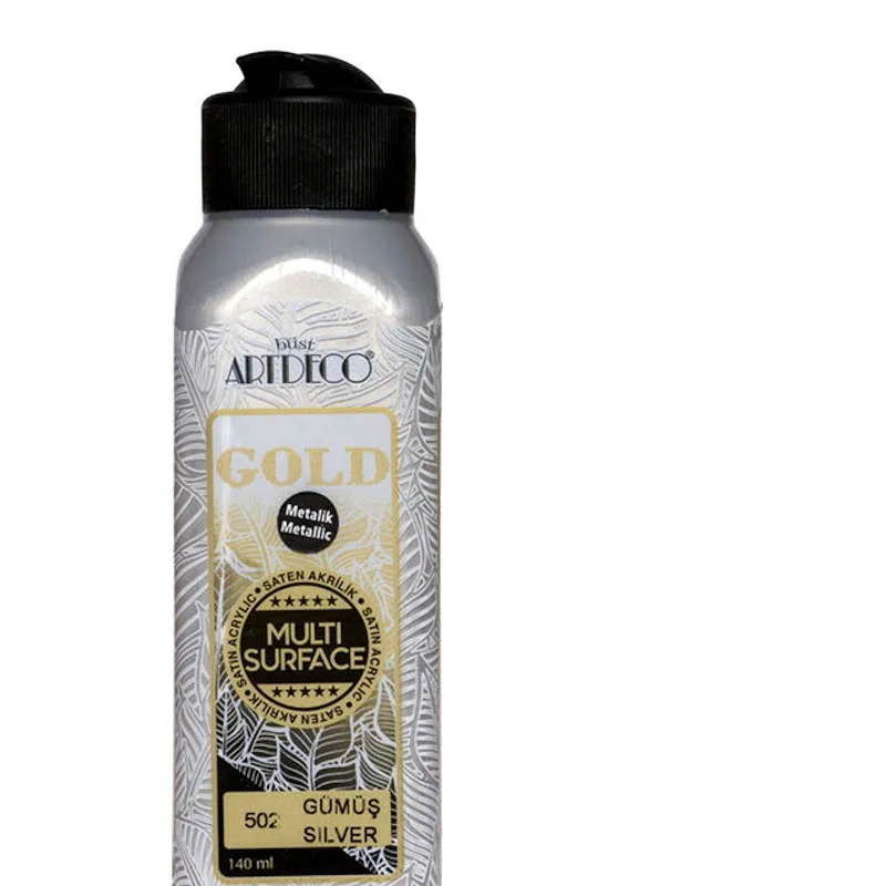 

140 ML Hobby Paint Artdeco 502 Silver Metallic For All Surfaces Gold Color Gray Home Decor Table Marble Glass Ca