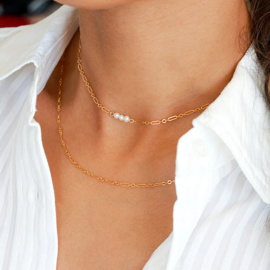 

Женское Ожерелье с жемчугом, ожерелье ручной работы из золота 14 к, колье-чокер в стиле бохо