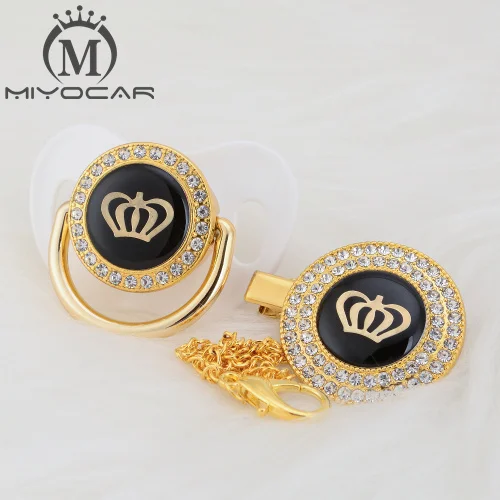 MIYOCAR, золотые, серебряные, блестящие стразы, корона, красивая, шикарная соска и соска, клипса, BPA бесплатно, пустышка, блестящая, уникальный дизайн, GCR2 - Цвет: GCR2-2  6-18M