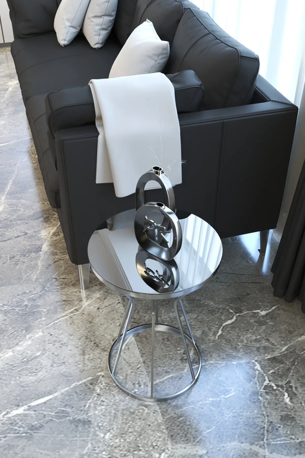 Золотистый металлический журнальный столик одностеклянный скандинавский