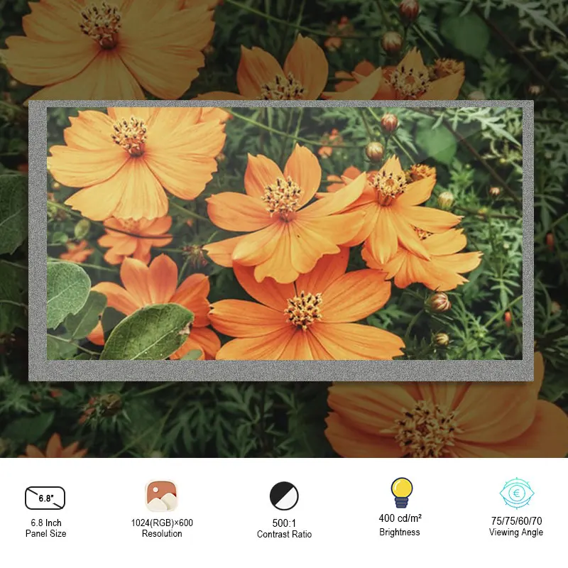 

Original TIANMA TM068DDHG01 FHD Display Screen LVDS 40 pins FPC 8 Inch Resolution 1024*600 SRGB Lcd Module