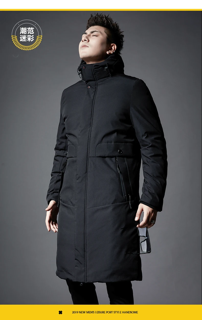 Winter Men Thick Hooded Coat High Quality Fashion Men's Coats With Pockets Black Color J9523-85665-G