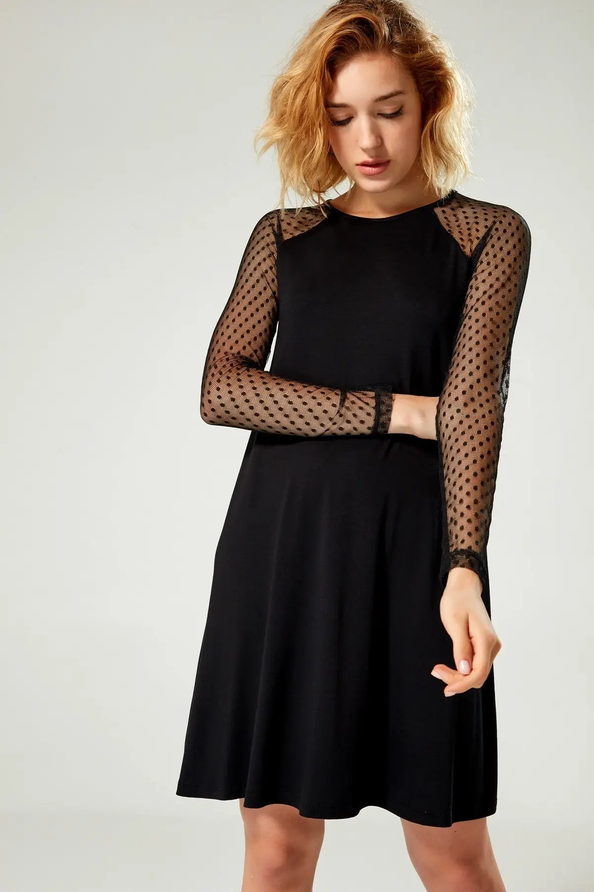 Boutiquen женское платье из фатина в черный горошек 2156|Женские платья| |