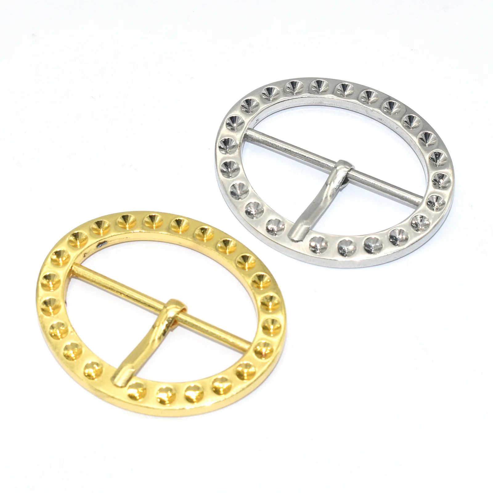 

Gold Adjust Pin Buckles Round Metal Belt Buckle Silver Webbing Buckles for Installing on Leather Craft Belt Handbag